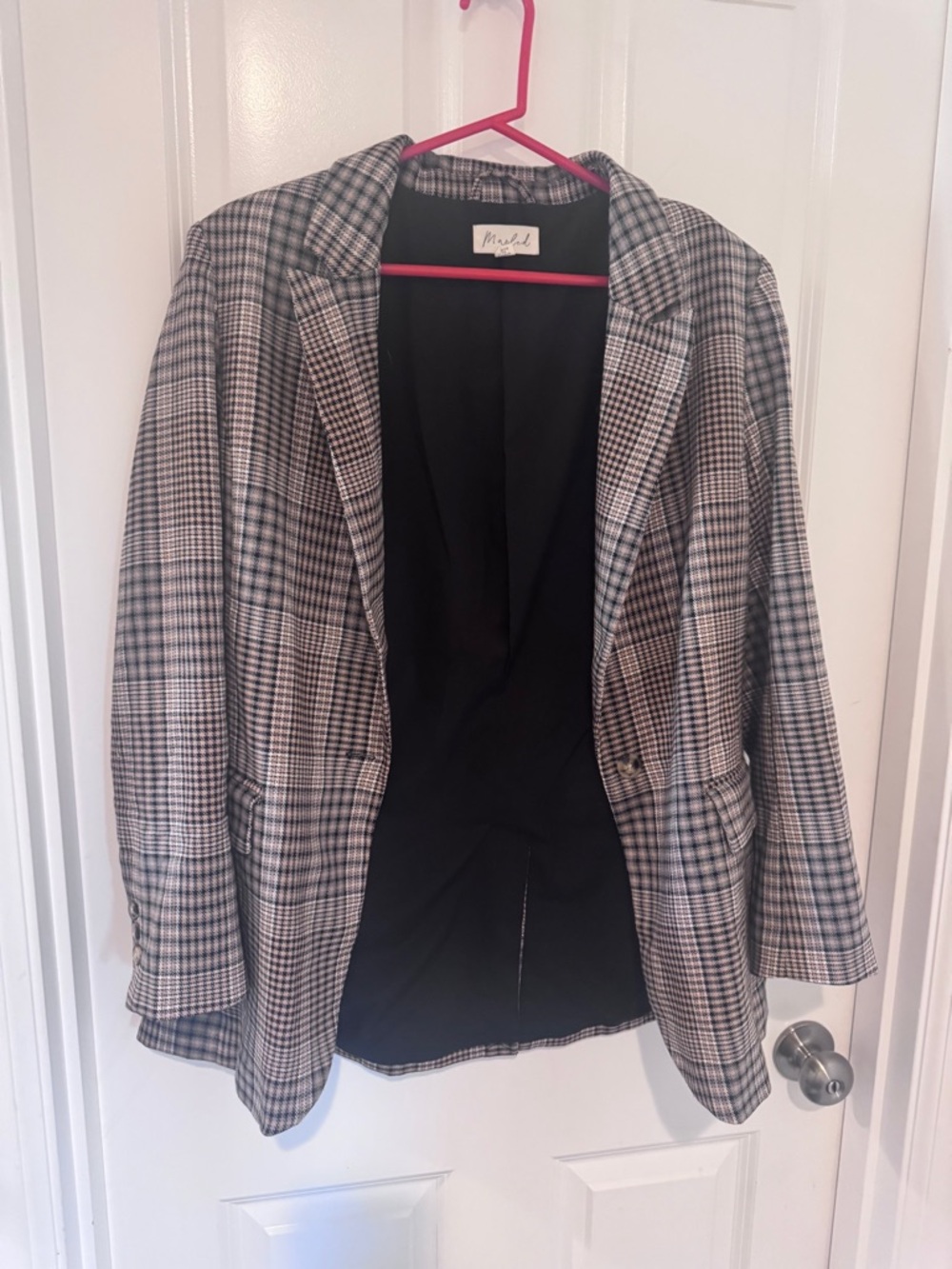 Marled Plaid Jacket in Brown, Black and Cream - Size M, worn once